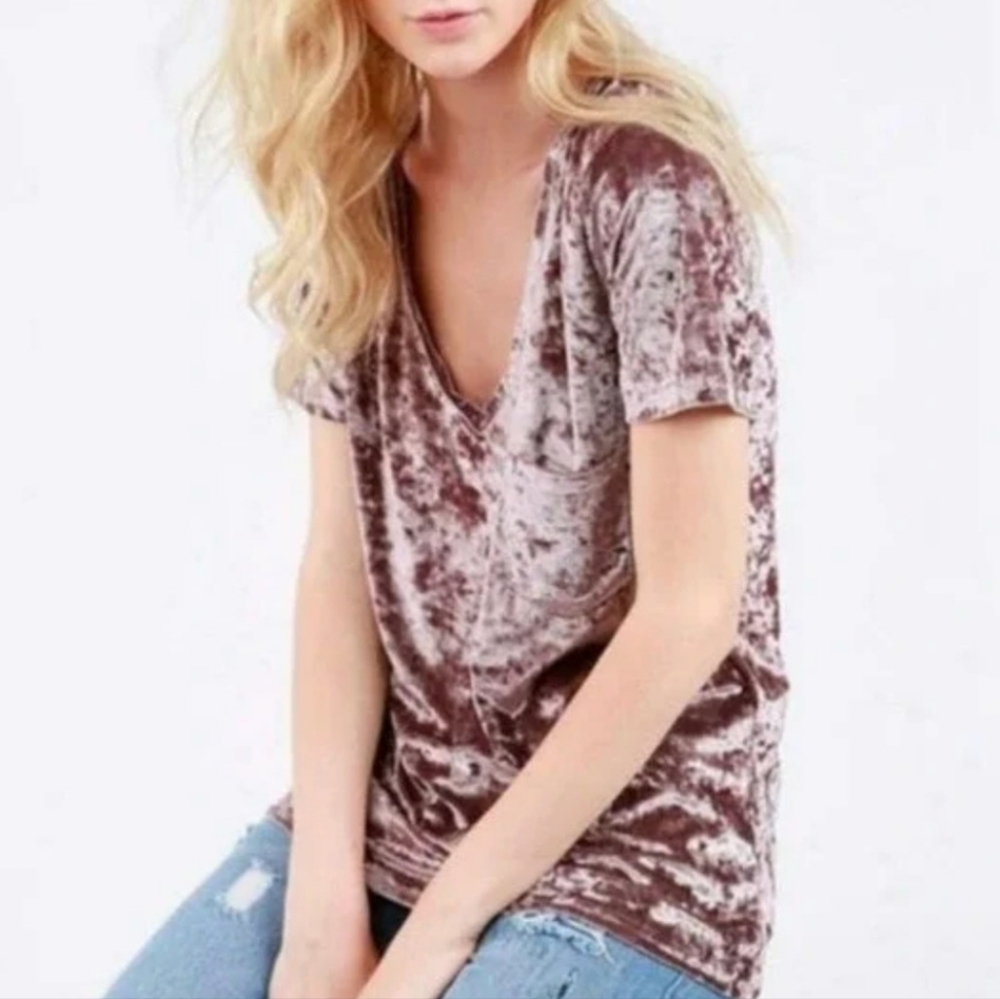 Spring & Mercer Smokey Pink Velvet Legging Short Sleeve Tunic Tee Size Medium
